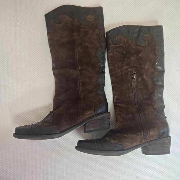 Franco Sarto Brown Suede Leather Western Boots Womens Size 5.5 - Picture 8 of 10
